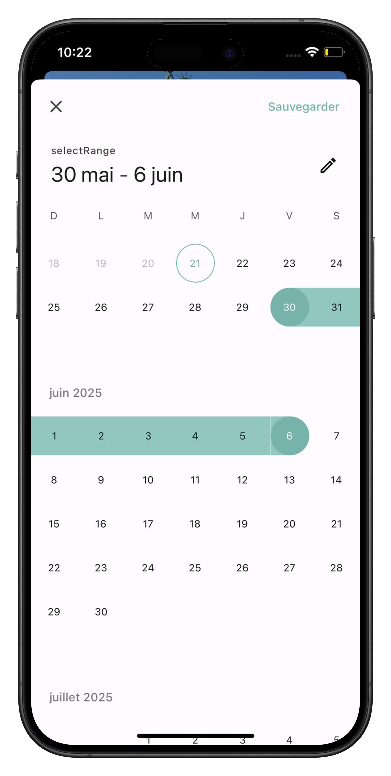 Sélection des dates